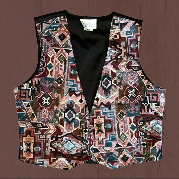 Vintage multi print coastal cowgirl tapestry vest - Picture 3 of 8